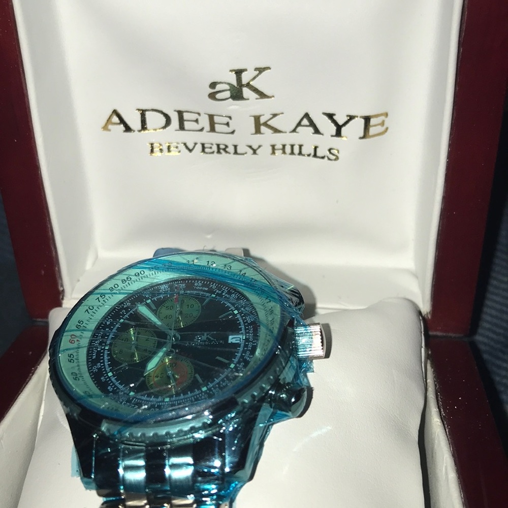 NWT. Adee Kaye Stainless Steel Men’s Chronograph Watch Vintage - Picture 2 of 5